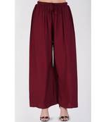 Women's Solid Rayon Maroon Palazzo