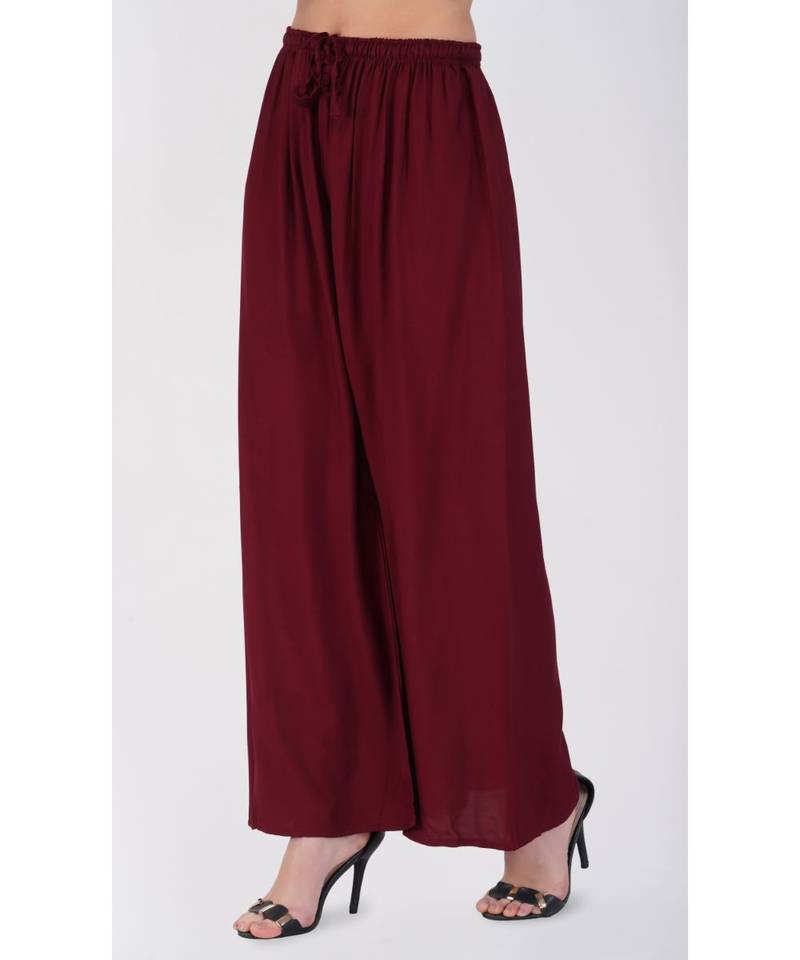 Women's Solid Rayon Maroon Palazzo