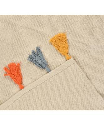 Cotton dhurrie with Tassles, 36x24 inches, colorful tassles 2
