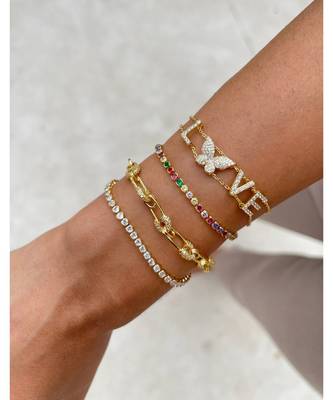 Yellow Gold Plated Soleil Crystal Slider Bracelet 2