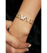 Yellow Gold Plated Agape Love Crystal  Bracelet