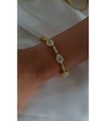Yellow Gold Plated Turquoise Crystal Evil Eye Emira Bracelet