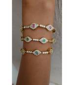 Yellow Gold Plated Green Crystal Evil Eye Emira Bracelet