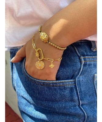 Yellow Gold Plated Liona Charm Bracelet 4