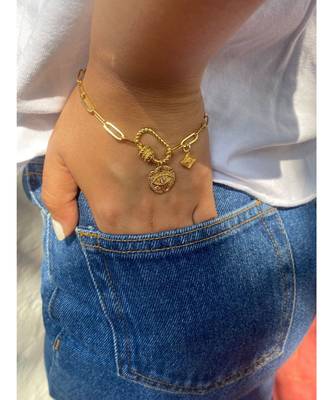 Yellow Gold Plated Liona Charm Bracelet 5