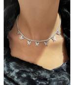 White Gold Plated Camila Butterfly  Crystal Necklace