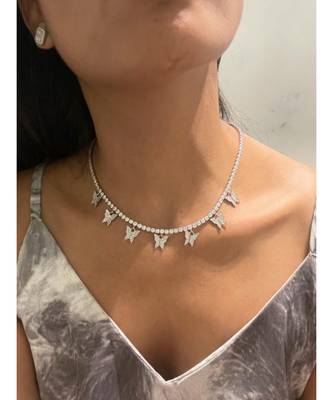 White Gold Plated Camila Butterfly  Crystal Necklace 2