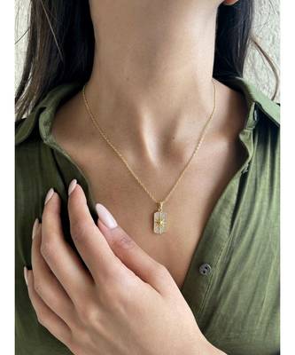 Yellow Gold Plated Vasu Star Crystal Necklace 3