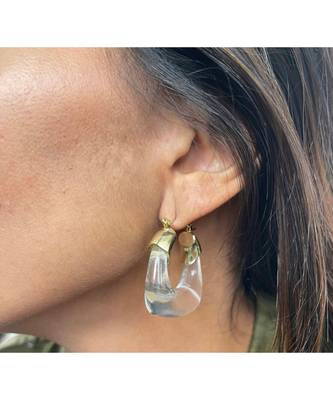 Yellow Gold Plated Samantha Acrylic Earrings 1