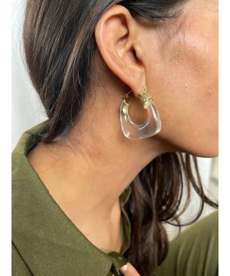 Yellow Gold Plated Samantha Acrylic Earrings 2