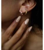 Yellow Gold Plated Belt Peach Crystal Huggies