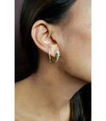 Yellow Gold Plated Emerald Green Crystal Gold Dagger Sterling Silver Earrings