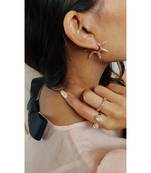 White Gold Plated Sitara Hot Pink Crystal Earrings