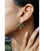 White Gold Plated Sitara Green Crystal Earrings