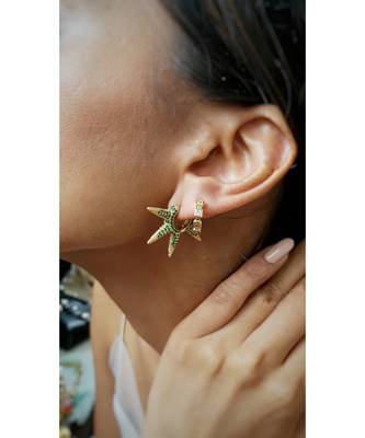 White Gold Plated Sitara Green Crystal Earrings 2