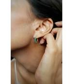 Yellow Gold Plated Sydney Emerald Green Crystal Huggies