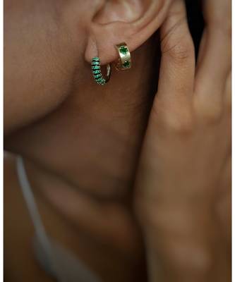 Yellow Gold Plated Sydney Emerald Green Crystal Huggies 2