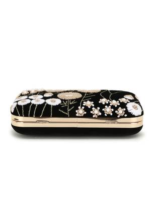 Anekaant Gaud Black & Beige Floral Embellished Velvet Clutch 5