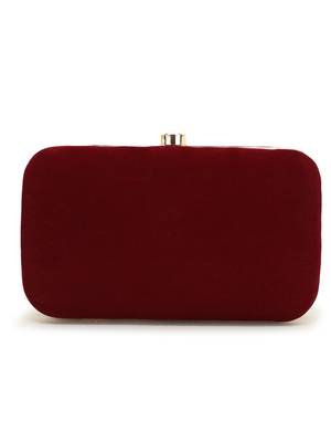 Anekaant Gaud Wine & Gold Embellished Velvet Clutch 3