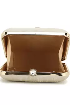 Vista Off White & Gold Embellished Faux Silk Clutch