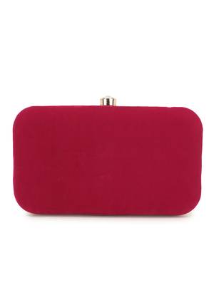 Anekaant Adorn Magenta & Gold Botanical Embellished Velvet Clutch 3