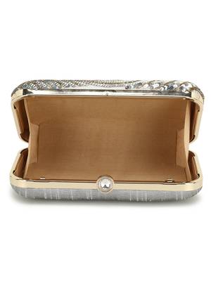 Anekaant Adorn Silver & Multi Embellished Faux Silk Clutch 4
