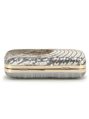 Anekaant Adorn Silver & Multi Embellished Faux Silk Clutch 5