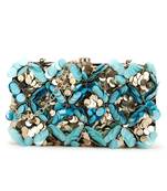 Anekaant Adorn Turquoise & Navy Embellished Velvet Clutch