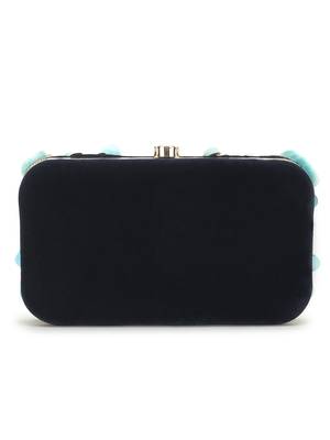 Anekaant Adorn Turquoise & Navy Embellished Velvet Clutch 3