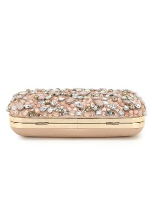 Anekaant Adorn Peach & Multi Embellished Satin Clutch 5