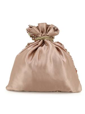 Dangle Rose Gold & Multi Embellished Satin Potli 3