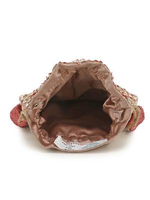 Dangle Rose Gold & Multi Embellished Satin Potli 4