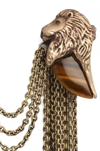 The Lion Head Tiger Eye Brooch