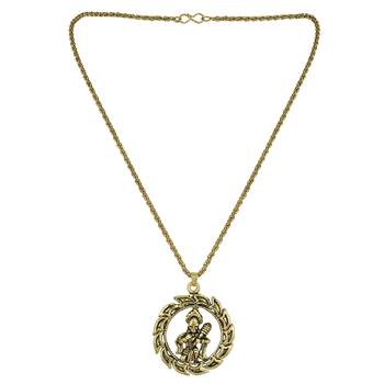 Mahi Bajrangbali Pavanputra Hanuman Pendant with Rope Chain for Men and Women (PS1101806G) 3