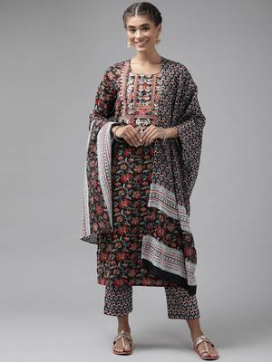 Black embroidered cotton ethnic-kurtis 1