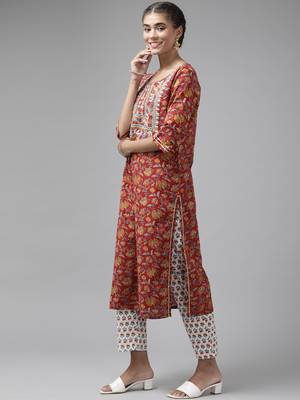 Red embroidered cotton ethnic-kurtis 2