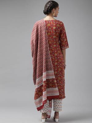 Red embroidered cotton ethnic-kurtis 3