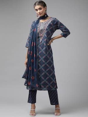 Blue hand woven cotton ethnic-kurtis 1
