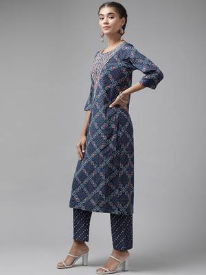 Blue hand woven cotton ethnic-kurtis 2