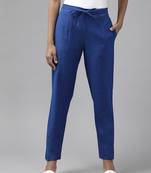 Blue plain cotton trousers