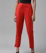 Maroon plain cotton trousers