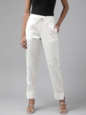 White plain cotton trousers 1