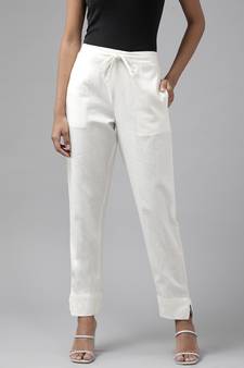 White plain cotton trousers