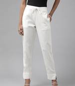 White plain cotton trousers