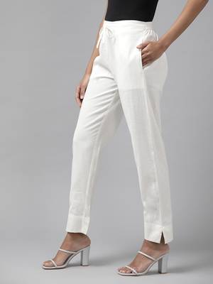 White plain cotton trousers 2