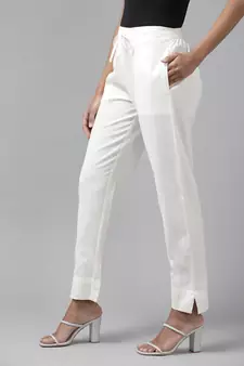 White plain cotton trousers
