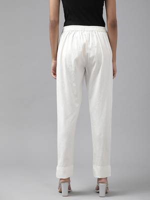 White plain cotton trousers 3