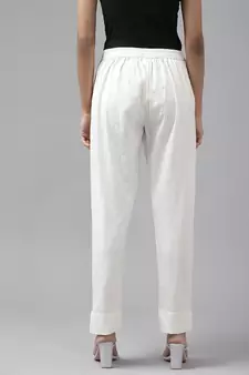 White plain cotton trousers