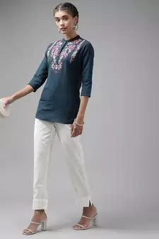 White plain cotton trousers