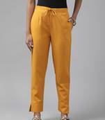 Mustard plain cotton trousers